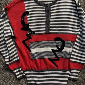 Escada 80s Vintage Black and White Striped Sweater